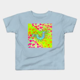 Pretty Centipede | Cheetah Print (Deep Pink/Chartreuse) Kids T-Shirt